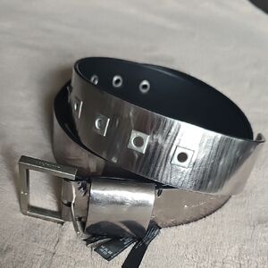 AllSainta Silver Leather Belt